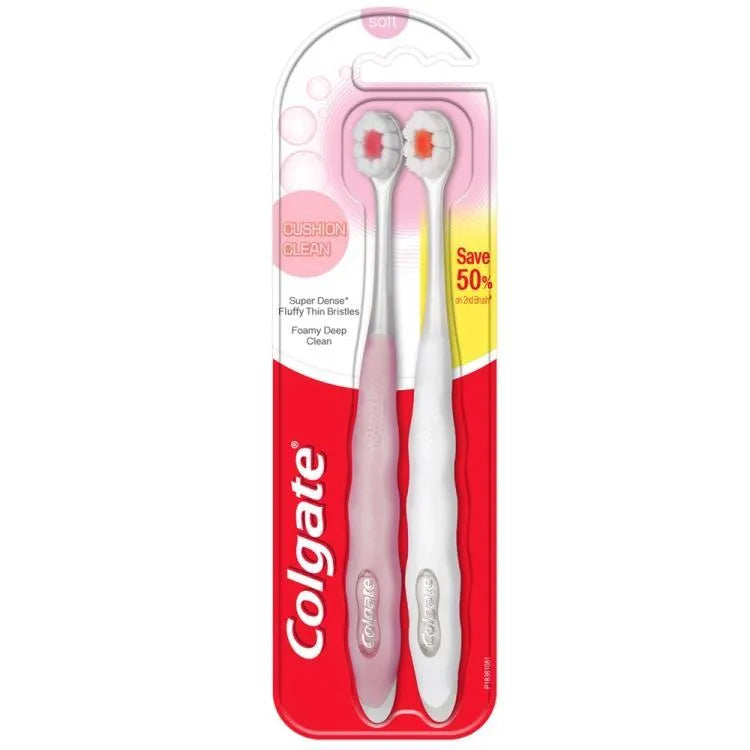 COLGATE CUSHION CLEAN SUPER DENSE FLUFFY TOOTHBRUSH VALUEPACK 2S (SOFT)