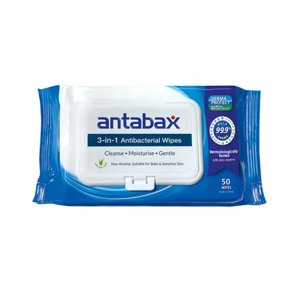 ANTABAX 3-IN-1 ANTIBACTERIAL WIPES 50S