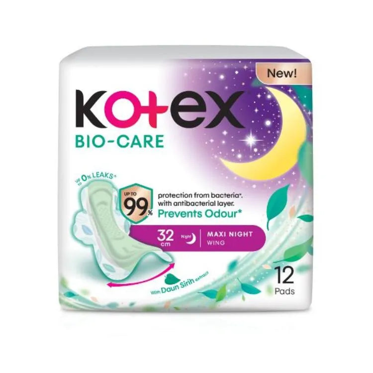 KOTEX BIO-CARE OVERNIGHT WING ANTIBAC 32CM 12S