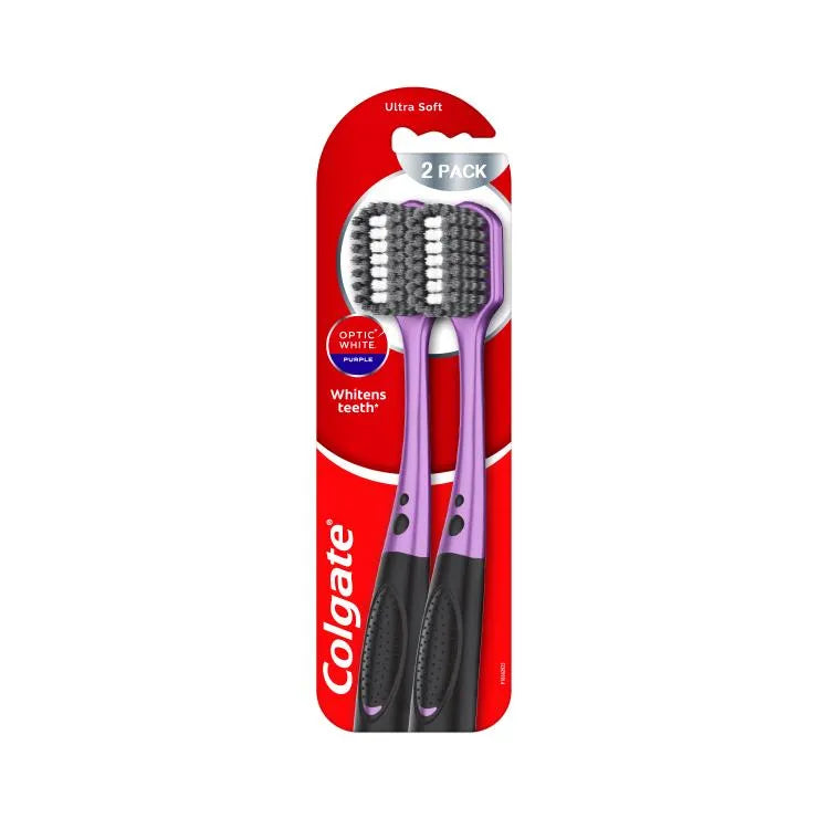 COLGATE OPTIC WHITE PURPLE ULTRA SOFT TOOTHBRUSH 2S