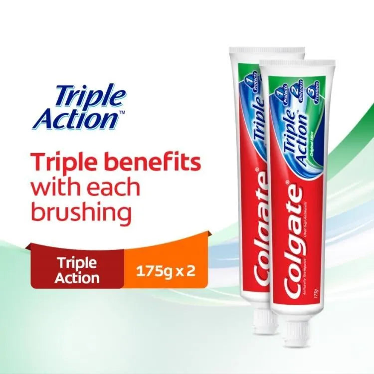 COLGATE TRIPLE ACTION TOOTHPASTE VALUE PACK 175G X 2