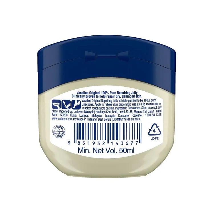 VASELINE ORIGINAL 100% PURE REPAIRING JELLY 50ML