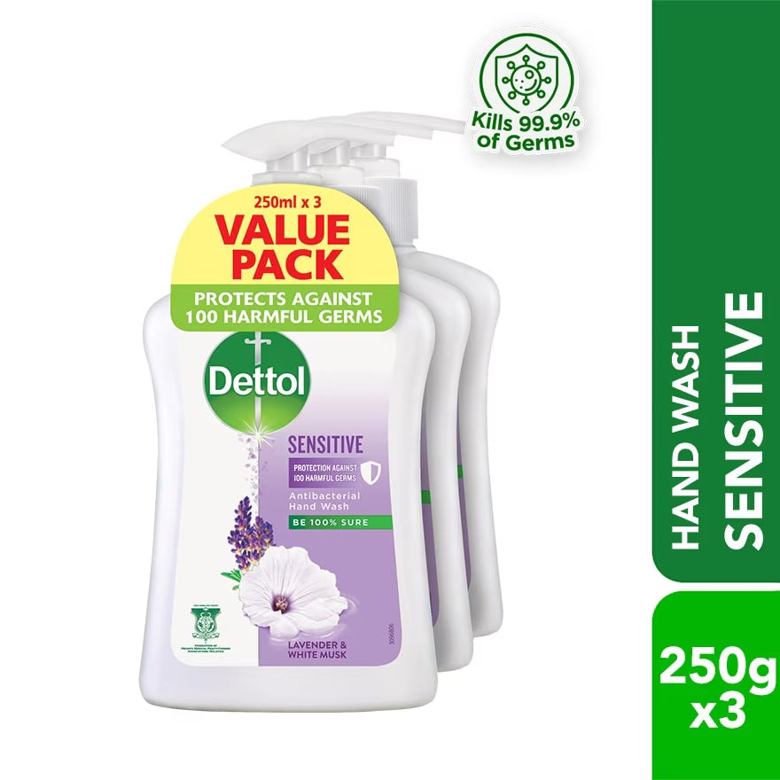 DETTOL ANTIBACTERIAL HANDWASH SENSITIVE VALUE PACK 250ML X 3