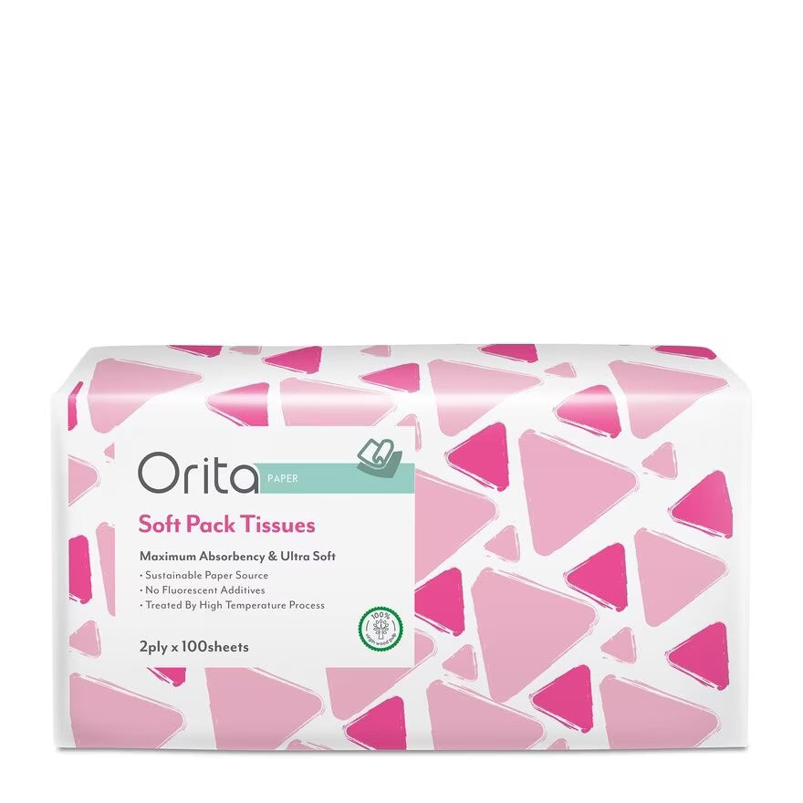 ORITA SOFT PACK TISSUE 2PLY X 100 SHEETS X 5 PACKS