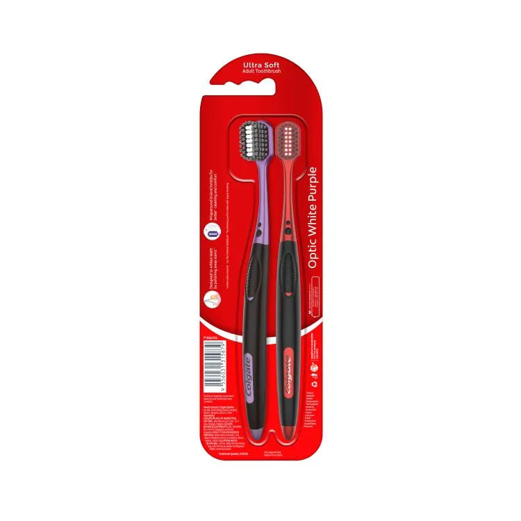 COLGATE OPTIC WHITE PURPLE ULTRA SOFT TOOTHBRUSH 2S