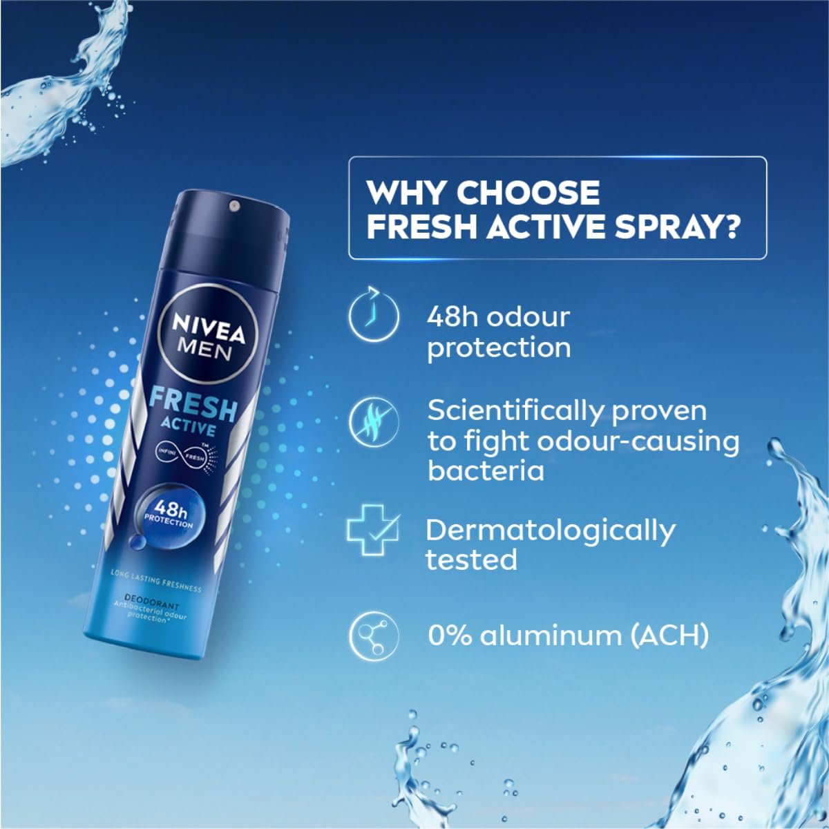 NIVEA DEODORANT MALE FRESH ACTIVE (M) SPRAY 150ML