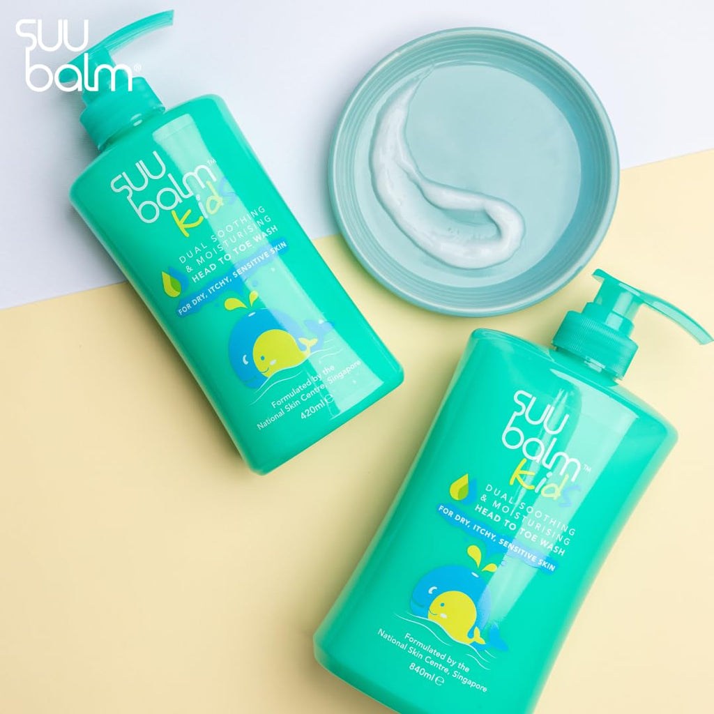 SUU BALM KIDS DUAL SOOTHING & MOISTURISING HEAD-TO-TOE WASH 420ML