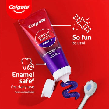 COLGATE OPTIC WHITE PURPLE WHITENING TOOTHPASTE 2X100G