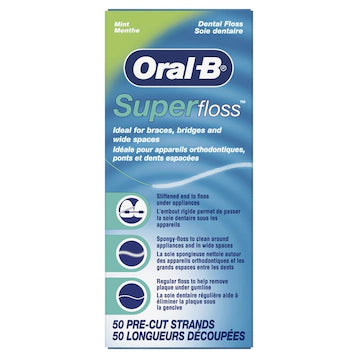 ORAL-B SUPER FLOSS DENTAL FLOSS MINT 50S