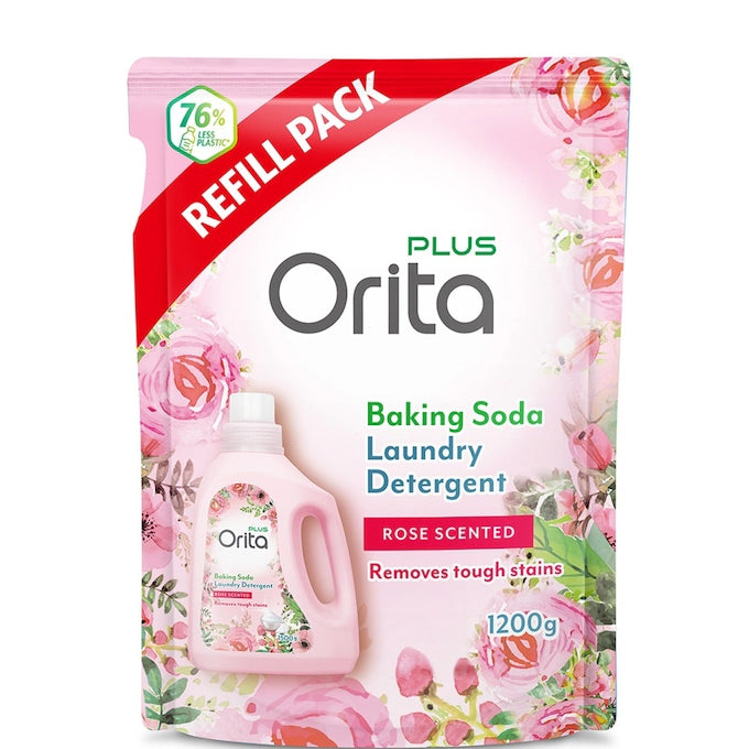 ORITA BAKING SODA LAUNDRY DETERGENT ROSE REFILL PACK 1200G