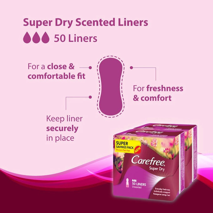 CAREFREE SUPER DRY UNSCENTED LINERS 2 X 50'S