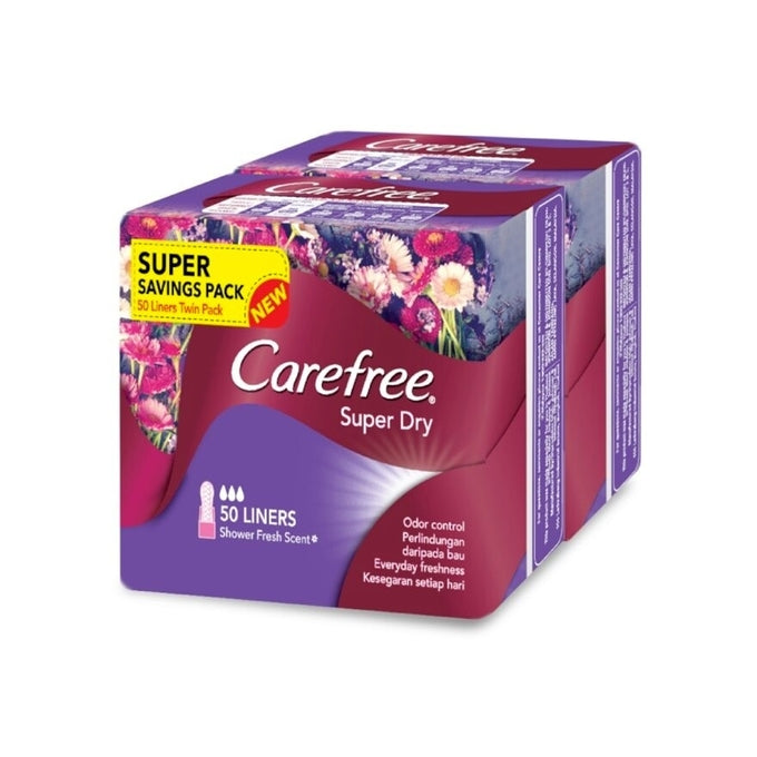 CAREFREE SUPER DRY SHOWER FRESH SCENT LINERS 2X50S