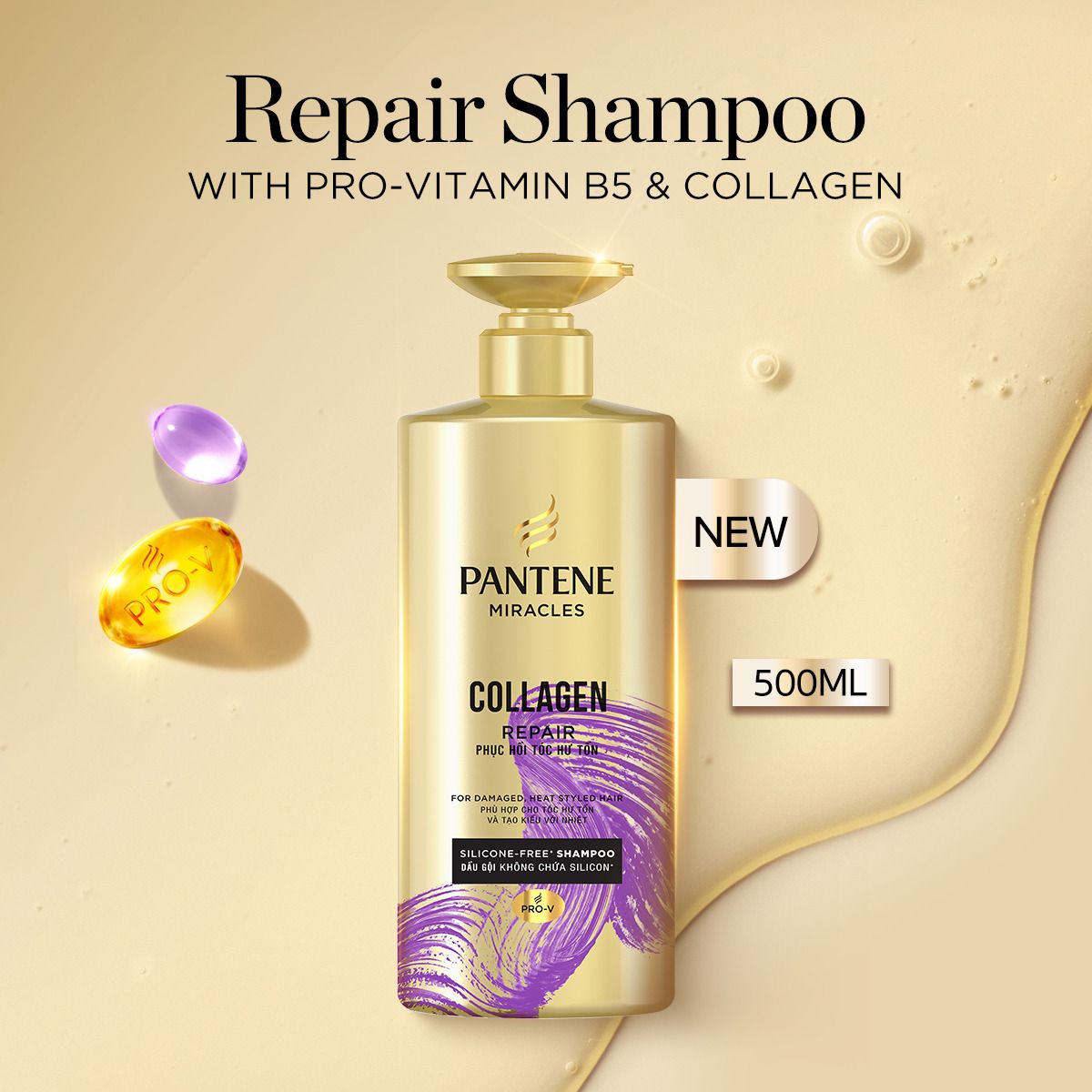 PANTENE MIRACLES SHAMPOO COLLAGEN REPAIR 500ML